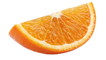 A juicy slice of orange, revealing its vibrant segments and refreshing taste, isolated on transparent background