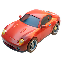 A sleek red sportscar, isolated on transparent background, embodies speed and style with its classic design and vibrant color