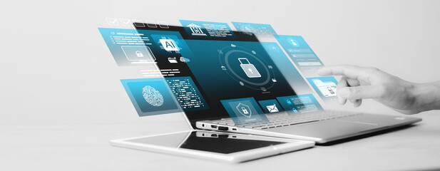 Cyber security concept, Login, User, identification information security and encryption, secure...