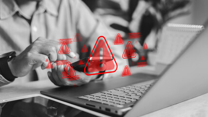 Operation system boot-up failure. Cybersecurity technology, system warning on hacked alerts. System...