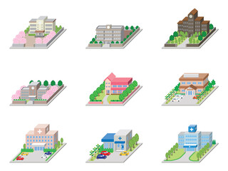 建物の立体的なイラスト. 