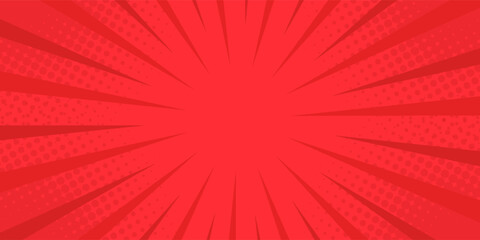 Comics rays background with halftones. Vector summer backdrop illustrations