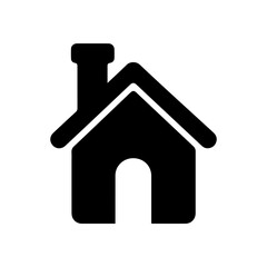 Simple home icon set in black and green, minimal house symbol with chimney, real estate property vector for web and apps.