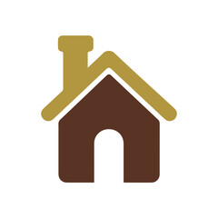 Simple home icon set in black and green, minimal house symbol with chimney, real estate property vector for web and apps.