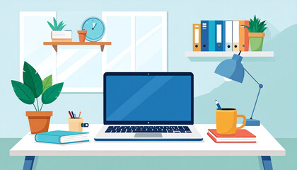 office desk with laptop