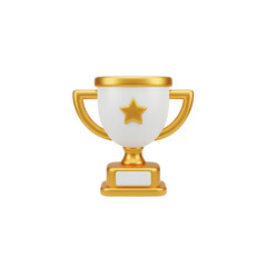 Shiny gold champion trophy cup isolated on a white background, symbolizing success and achievement