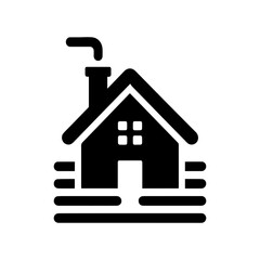 Simple home icon set in black and green, minimal house symbol with chimney, real estate property vector for web and apps.