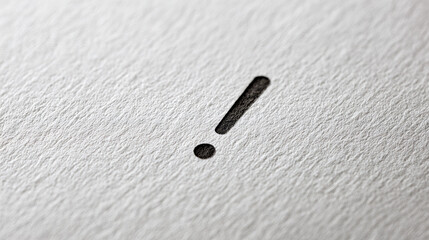 Exclamation mark printed textured paper with sharp focus and detail
