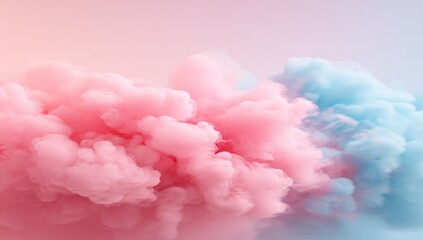 Delicate pink and blue abstract cloud formations.