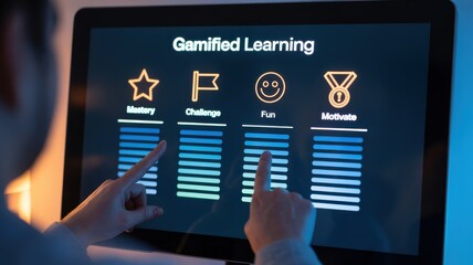 Interactive Gamified Learning Interface with Progress Bars and Icons