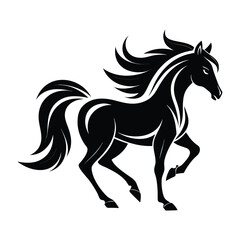 black running horse vector illustration.