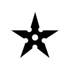 Ninja star silhouette vector flat illustration on white background.