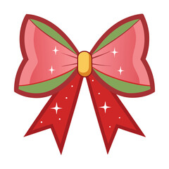 a sparkly Christmas bow on white background.