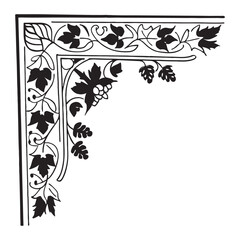 antique floral border corner symmetrical leaf.