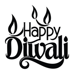 vector illustration happy Diwali typography deign.