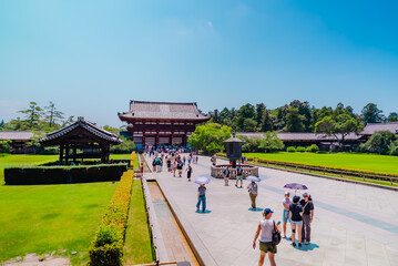 The view of sightseeing near temple in Nara, Japan