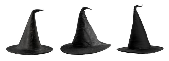 Set Witch Hat Isolated on Transparent Background. PNG