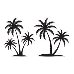 Fototapeta premium Silhouettes of tropical palm trees on a white background representing a beach vacation