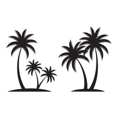 Fototapeta premium Silhouettes of palm trees on a white background representing a tropical island paradise