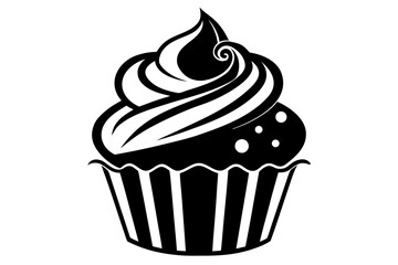 cupcake black and white silhouette