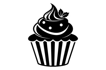 cupcake black and white silhouette