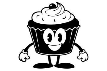 funny cupcake black and white silhouette