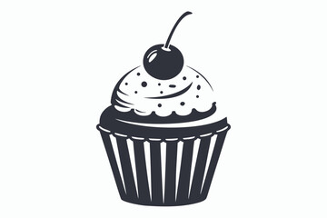 cupcake black and white silhouette