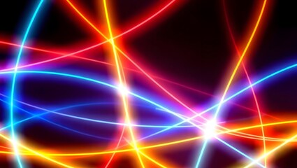 Abstract background with glowing lines of red orange and blue crossing each other on a dark backdrop