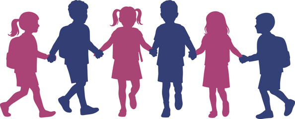 Vector silhouettes of people: a diverse group including women, children, and families, engaged in activities like shopping, fashion, and business