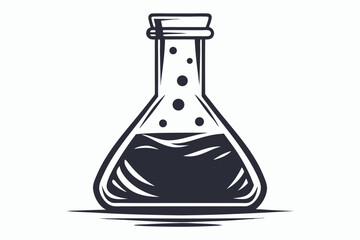  laboratory flask black and white silhouette