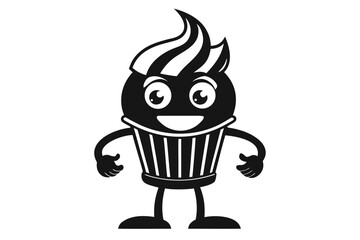 cupcake black and white silhouette