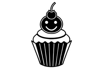 cupcake black and white silhouette