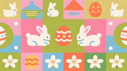 easter seamless pattern with rabbits