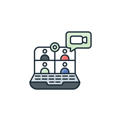 Video Conference icon design with white background stock illustration