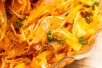 spicy cold raw fish soup called Mulhoe