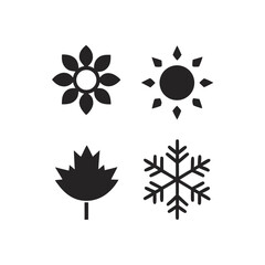 Four seasonal icons flower sun maple leaf snowflake on white background vector 1