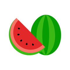 ripe watermelon and juicy piece on a white isolated vector illustration