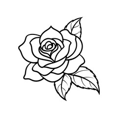 rosa carolina with leaf vector line art