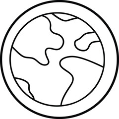 Clean line art globe icon within a circle isolated on transparent background