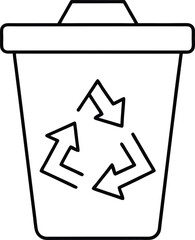 Clean line art icon of a trash bin with arrows isolated on transparent background