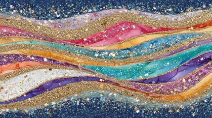 A vibrant abstract design with shimmering textures.