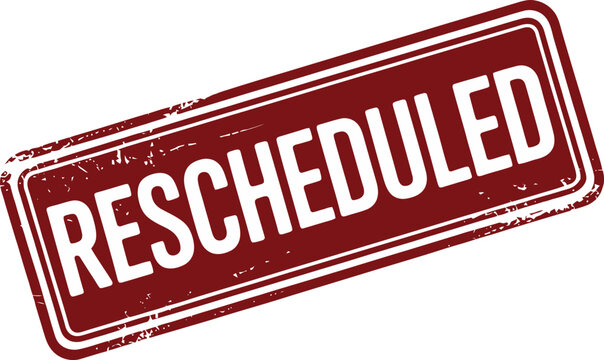 Red Rescheduled Rubber Stamp on White Background for Messaging Purpose