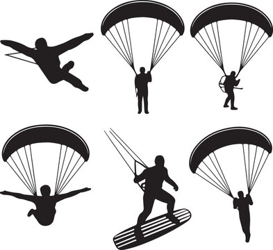 Parasuit drive silhouette vector icon illustration