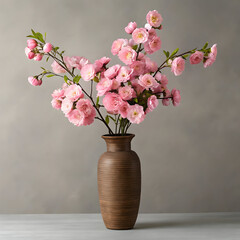 Elegant pink blooms in vase with blank name tag