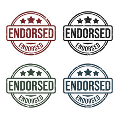 Obraz premium Set of Four Endorsed Stamp Designs with Stars in Maroon Black Green and Blue