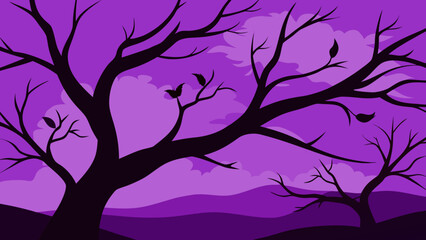 Fototapeta premium Silhouetted Tree Branches Against Purple Sky
