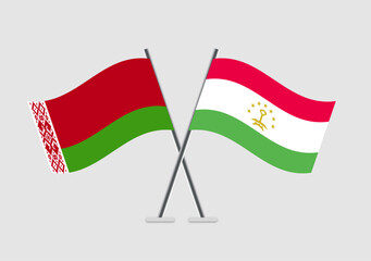 Belarus and Tajikistan vector flags with isolated symmetrical design