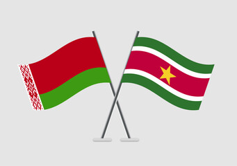 Belarus and Suriname vector flags drawing for intercultural theme