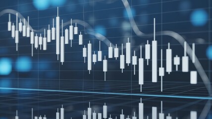Abstract Financial Chart with Candle Stick and Bokeh Background