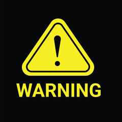 Bold red warning symbol with black outline and helvetica text for safety and alert messaging